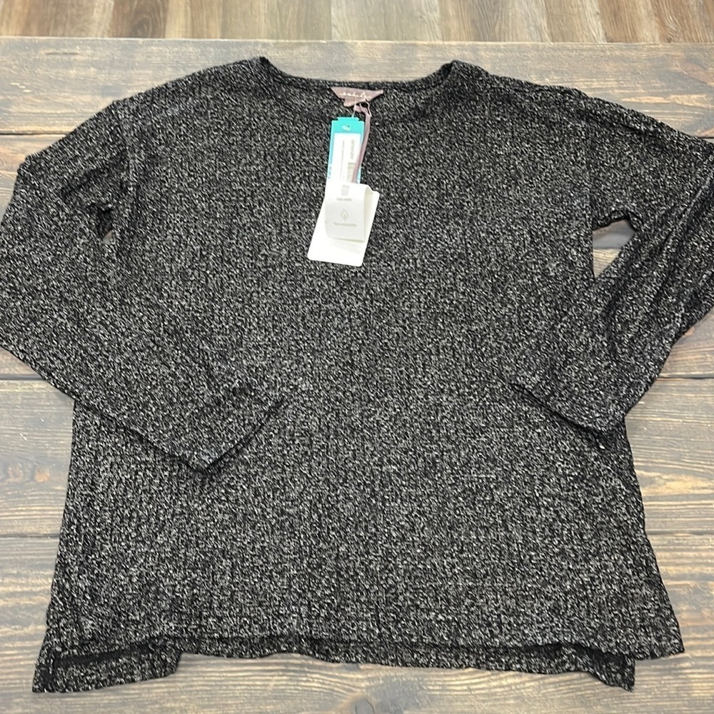 Awhile Julia sleep & lounge waffle hacci LS drop shoulder too - dark grey